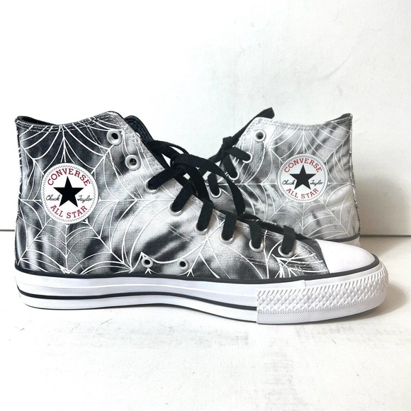 Converse Chuck Taylor Pro Hi Top Mens Size 9 Spiderweb White Black Widow 171953C - Picture 1 of 10